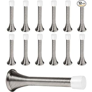 KISEER 19 Pack Spring Door Stops 3 1/4 Inch Flexible Heavy Duty Spring Door Stopper with RustProof Screw Rubber Bumper Tips (Satin Nickel)