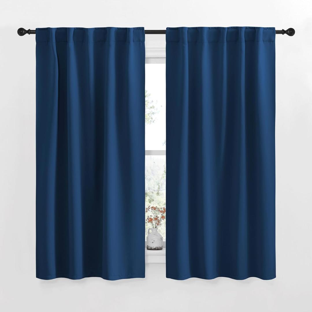 NICETOWN Blackout Curtains Window Panel Drapes - (Moroccan Blue Color) W42 x L63, 2 Panels, Home Decoration Light Blocking Thermal Insulated Blackout Rod Pocket & Back Loop Draperies for Living Room