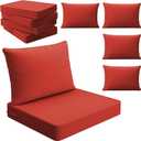 Orange Outdoor Patio Cushion Set of 4, 24x24 Inch Deep Seat and Back Cushions, Waterproof & Fade-Resistant, Removable Covers.