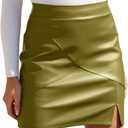 We1Fit Womens Fuax Leather Skirt High Waisted Bodycon Pencil Mini Skirts with Shorts