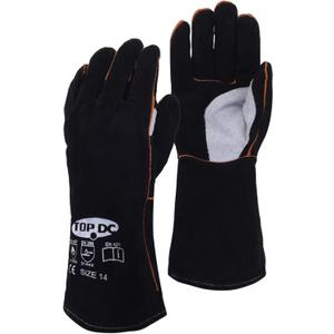 TOPDC Welding Gloves 14 Inches Fire/Heat Resistant Leather For Mig,Tig,Stick,Forge,BBQ,Grill, Fireplace,Wood Stove, Furnace,Pot,Oven