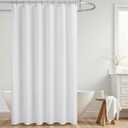 KOUFALL White Shower Curain 90 Inches Long for Bathroom,Fabric Extra Long Shower Curtain Liner Set with Hooks