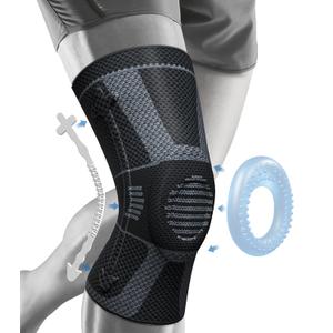NEENCA Professional Knee Brace for Pain Relief, Medical Knee Compression Sleeve, Knee Support with Horizontal Knit Tech for Meniscus Tear, ACL, Arthritis, Joint Pain, Runner, Workout- FSA/HSA APPROVED (Large, Upgraded Version - Black Gray)