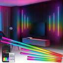6 Pcs RGB+IC Recessed Lighting Kit Slat Wall Panels, Alexa Smart RGB LED Wall Lights for Acoustic Wood Slat Panel, Color Chasing & Self-Adhesive Recessed Lights for Acoustic Headboards, 2*(25+35+54)in