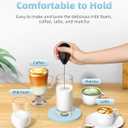 Rechargeable Milk Frother Handheld, Travel Portable Frother Wand for Coffee, USB C Electric Whisk with Stand & Case, Waterproof Hand Drink Mixer for Lattes, Cappuccino, Matcha, Egg (Black)