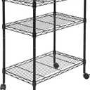 SUPER DEAL 3-Shelf Adjustable Heavy Duty Storage Wire Shelving Unit with Wheels, Metal Organizer Wire Rack Microwave Utility Cart, Black (24L x 14W x 31H)