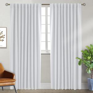BGment White Curtains for Bedroom - 84 Inch Rod Pocket and Back Tab Thermal Insulated Room Darkening Curtains for Living Room, 2 Curtain Panels (70 x 84 Inch, Greyish White)