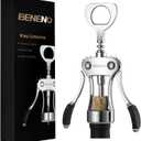 Beneno Wine Opener, Zinc Alloy Premium Wing Corkscrew with Multifunctional Bottles Opener, Sharp Wine Corkscrew with Ergonomic Non-Slip Wing Handle, Silver