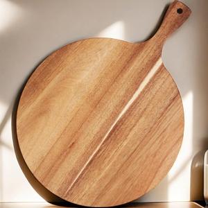 ZeQi Round Acacia Wood Cutting Board with Handle 16.5''x12'' /Charcuterie Board/Pizza Board/Serving Board for Cheese, Bread, Vegetables & Fruits (Round) ZeQi Round Acacia Wood Cutting Board with Handle 16.5''x12'' /Charcuterie Board/Pizza Board/Serving Board for Cheese, Bread, Vegetables & Fruits (Round)
