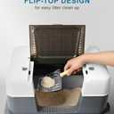 Stainless Steel Cat Litter Box Enclosed with LidCovered Metal Kitty Litter Box with Litter Mat and Odor Reduction Pack(2kg), Metal ScoopSwitchable Design, Easy CleanOdor-Control, Leak-Proof