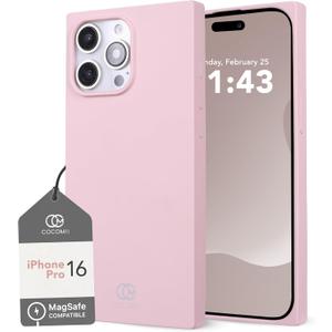 Cocomii - Rectangle Case Compatible with iPhone 16 Pro - Compatible with MagSafe, Soft Touch Silicone, Microfiber Lining, Matte, Magnetic Phone Case for iPhone 16 Pro 6.3 inch, Chalk Pink