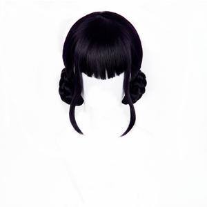 Topcosplay Girls Black Purple Double Braid Cosplay Wig Halloween Party Costume Wig