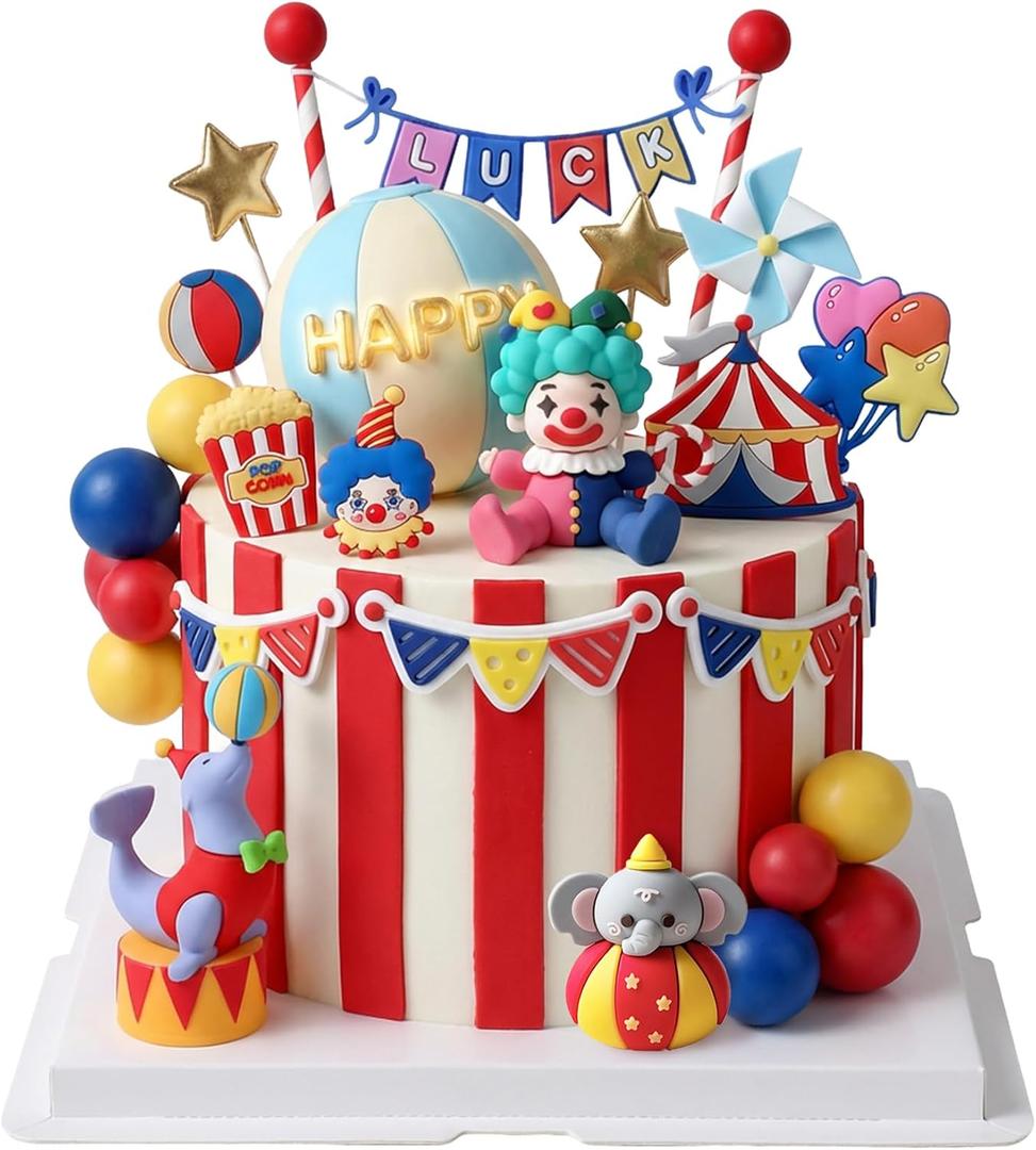Knana 27Pcs Circus Cake Toppers Circus Cake Decorations Circus Theme Party Decorations for Carnival Birthday Party Supplies