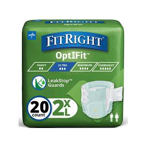 Medline FITULTRAXXLZ FitRight Ultra Briefs, XXLarge (Pack of 20)