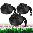 100ft,1.5in Tall Landscape Edging Kit with 150 Spikes, No-Dig Flexible Plastic Edge Border for Landscaping, Lawn, Garden, Flower Beds, Yard, Paver, Playground, Fence, Pathway, Black,3 pack, 33ft Each