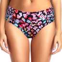 Tempt Me Women Bikini Bottoms Mid Waist Bathing Suit Swimsuit Ruched Swim Bottom (Large, Colorful Leopard)