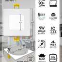 NUWATT 4 Inch Square Wafer LED Recessed Lights, 5 CCT Selectable 2700K/3000K/3500K/4000K/5000K, 630 Lumens Dimmable, Wet & IC Rated Downlight, 4" Canless Square Recessed Lighting, Metal J-Box, 5 Pack