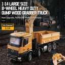 20-Inch 3 in 1 Remote Control Dump Truck Wood Grabber 26-Channels 1/14 Scale 6.6LBS Load Capacity RC Heavy Duty Metal Construction Vehicles Toy for 14Y+ Beginners (8 Wheels 2Batteries)