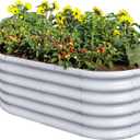 Land Guard 18 Tall 42ft Galvanized Raised Garden Bed Kit, Galvanized Planter Garden Boxes Outdoor, Oval Large Metal Raised Garden Bed for Vegetables (Modern Gray, 421.5ft)