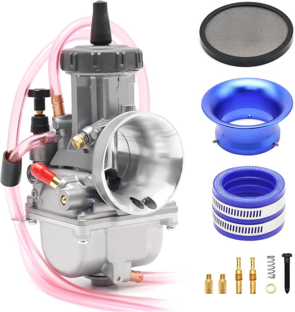 PWK 34mm Carburetor Kit Motorcycle Racing Carb with Air Filter Intake Manifold Boot Universal For 250cc to 350cc Pit Dirt Bike Motocross Enduro On/Off Road ATV Quad Scooter (34mm)