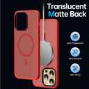 Strong Magnetic for iPhone 14 Pro Max Case [Compatible with MagSafe][10FT Military Grade Protective] Shockproof Translucent Matte Slim Case for iPhone 14 Pro Max Phone Case (6.7"), Red