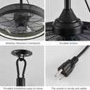 AHAWILL Outdoor Ceiling Fans with Lights, Hanging Hook Ceiling Fan with Remote, Plug in Ceiling Fan with 3-Color Dimming, 6-Speed for Patio, Gazebo, Garage, Pergola, Black