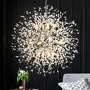 SineRise Modern Crystal Chandeliers Firework, Crystal Light Fixture, Dandelion Chandelier (12-Light, Chrome) for Foyer Hallway Entryway Kitchen Bedroom (Bulbs Not Included) (12-Light (Semi-Flush Mount))