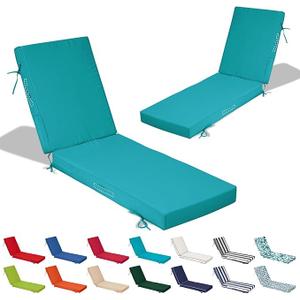 80x26x4in Lounge Cushions for Outdoor Furniture,Outdoor Lounge Chair Cushions Set of 2, Pool Chaise Cushions for Patio Lawn, Patio Lounger Pads with Removable Cover,Turquoise
