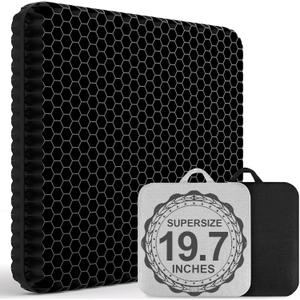 19.7 Gel Seat Cushion, Super Large & Thick Office Chair Cushion for Long Sitting - Back Hip Tailbone Pain Relief Cushion, Egg Seat Cushion Desk Chair Pads for Cars Wheelchair - Fits up to 550 lbs (Black)