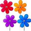 4pcs Flower Pinwheels Wind Spinner 11.8 inch Lawn Pinwheel Colorful Garden Windmill for Garden, Party, Outdoor, Yard Decor