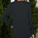 Womens 3 4 Sleeve Blouse Long Sleeve Business Casual Tunic Tops V Neck Work Tops Textured Dressy Casual Shirts (Black, XXL)