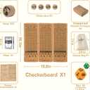 Horse Race Board Game, Portable Horse Racing Game with Rollable Cork Mat, 12 Solid Wooden Horses, 2 D12 & Cards, Travel Horse Game with Storage Bag, Travel Board Games for Family Nights Party Gifts