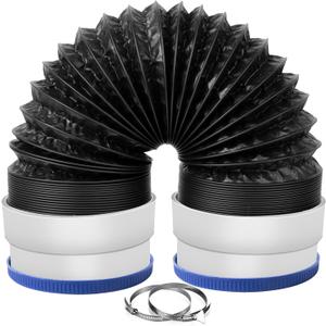 4Inch Flexible Dryer Vent Hose, 5FT 6-Layer Aluminum Dryer Duct with Rubber Seals Connectors, Heat-Resistant Exhaust Hose for Tight Spaces, Universal Dryer Vent Ventilation Kit with 2 Clamps