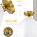 AUTELO 12" Milk Glass Ceiling Light, Gold Semi Flush Mount Ceiling Light, 11.81 inch