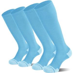 CS CELERSPORT 2 Pack / 3 Pack Baseball Socks for Youth Kids and Adult Softball Soccer Socks Over the Calf Tube Socks (Medium, Light Blue (2 Pairs))