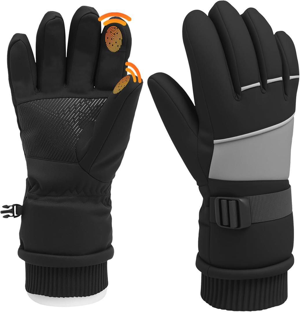 Winter Waterproof Ski Snow Warm Gloves for Women Men, Windproof Cold Weather Thermal with Touchscreen Fingers, for Running Driving Cycling Hiking Biking Outdoor