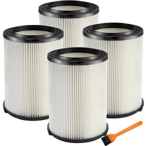 VF4000 Replacement Filter for 72947 Wet Dry Vac 5 to 20-Gallon 6-9 Gal Husky Craftsman 17816 Vacuum Compatible WD5500 WD0671 RV2400A RV2600B Washable & Reusable Replace VF4000 Filter (4 Pcs)
