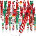 24 PCS Christmas Pens Bulk, 10-in-1 Christmas Multicolor Ballpoint Pens Santa Claus Reindeer Xmas Tree Pens for Christmas Party School Office Gift