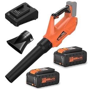 Pro Chaser Battery Powered Cordless Blower - 380 CFM with 2 X 4.0Ah 20V Batteries & Fast Charger, Lightweight Electric Leaf Blowers, 2 Variable Speed, Ideal for Yard, Patio & Sidewalk