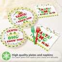 96Pcs Christmas OMG Party Supplies Funny Xmas Movie Party Plates and Napkins Disposable Santa OMG Tableware Set for Christmas Baby Shower Decorations Serves 24