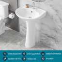 20"x17" Small White Porcelain Pedestal Sink 1 Hole for Bathroom, 20"x17"x32"H