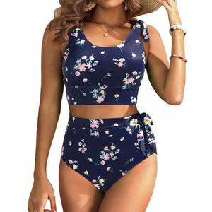Two Piece High Waisted Swimsuits - Women Tummy Control Bikini Modest Bathing Suit 2PC 2025, L