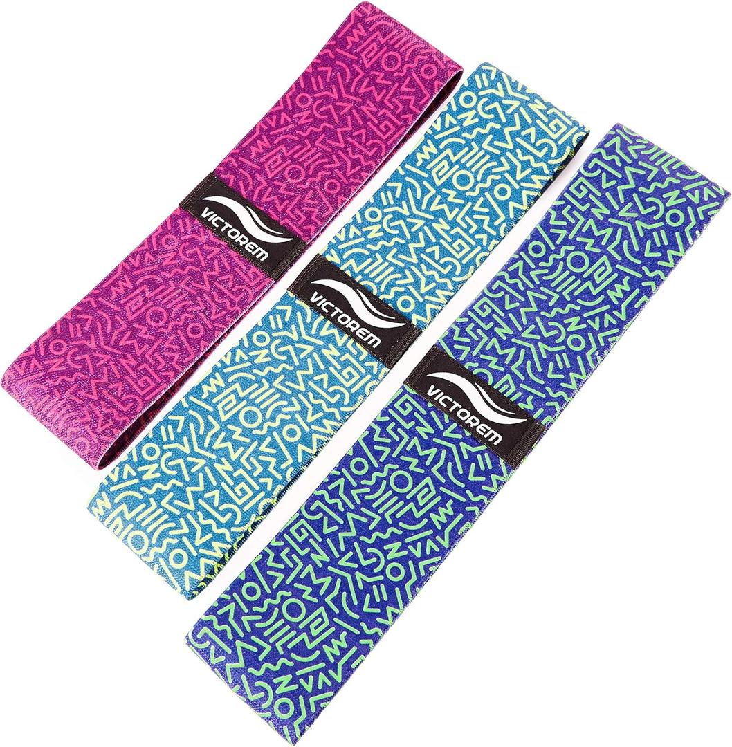 Victorem Cloth Resistance Bands - Fabric Hip Booty Bands for Glutes and Legs Exercise - with Digital Workout Guide, pack of 2