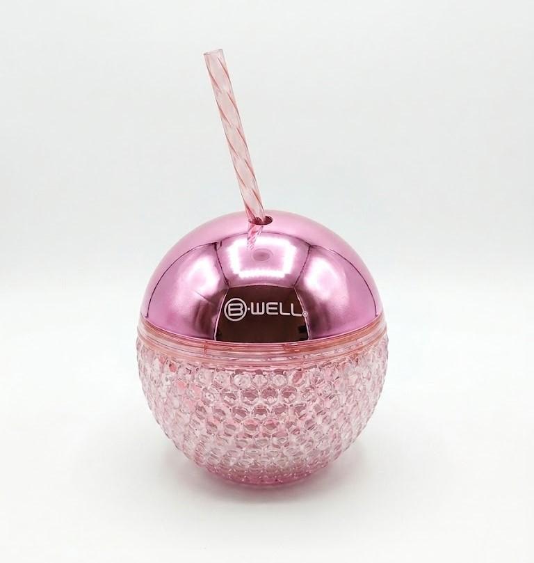 B•WELL Pink Disco Ball Tumbler Water Bottle