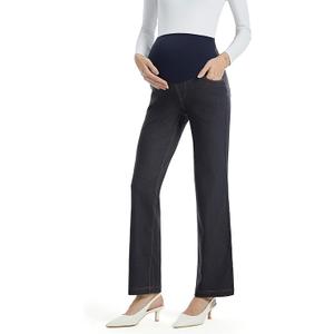 AFITNE Women's Stretch Maternity Jeans Over The Belly Straight Leg Pregnancy Pants with Denim Like Material Small