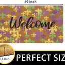 Mardi-Gras Welcome-Doormat for Outdoor-Entrance Non-Slip Front-Door Fleur De Lis Decor Door Mat 17" x 29" (Colorful)