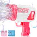 Pink Bubble Machine Gun for Kids, Outdoor Indoor Summer Automatic Toys Birthday Gifts for 1 2 3 4 5 6 7 8 + Years Old Toddlers Girls Boys Wedding Party Include Bubble Solution