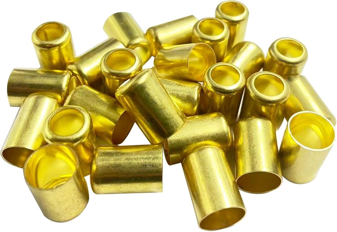 25 PCS 7327 Hose Ferrules Brass Fitting, 0.625in ID x 1in Long Repair Ferrules for Air Hose, Acetylene Hose, Use with Crimper Tool Kit