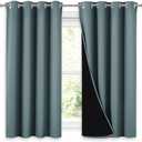 NICETOWN 100% Blackout Curtains 54 inches Long, Double-Deck Completely Blackout Window Treatment Thermal Insulated Lined Drapes for Small Window (Aqua, 1 Pair, 52 inches Width Each Panel) (52"W x 54"L (Pack of 2), Greyish Blue)