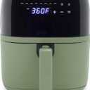 GreenLife Compact Electric Air Fryer Oven, 5.3 QT, PFAS-Free Ceramic Nonstick Drawer, 8 One Touch Digital Display, Easy View Window, Auto Shut-Off Timer, Dishwasher Safe Parts, 1500 Watts, Sage